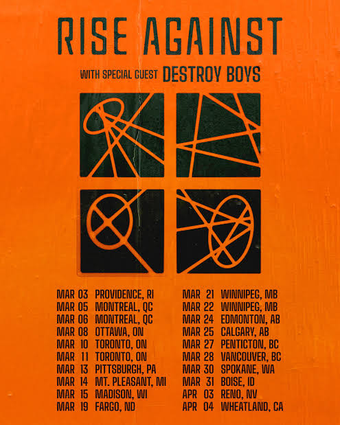 Rise Against 2026 concert poster